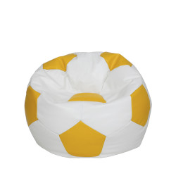 Fotoliu puf Mondo Ball - imitatie piele - alb/galben Fotoliu puf Mondo Ball - imitatie piele - alb/galben