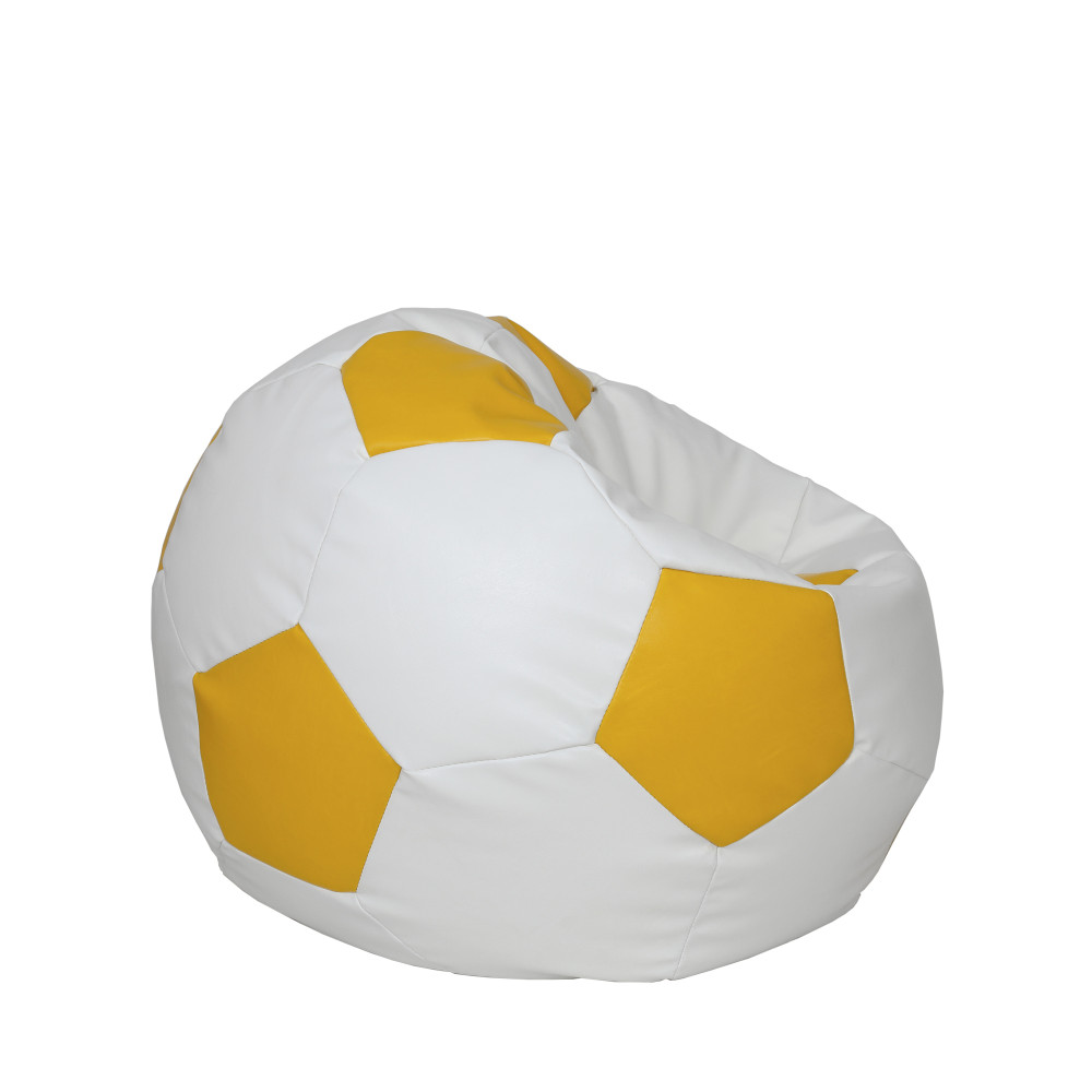 Fotoliu puf Mondo Ball - imitatie piele - alb/galben Fotoliu puf Mondo Ball - imitatie piele - alb/galben