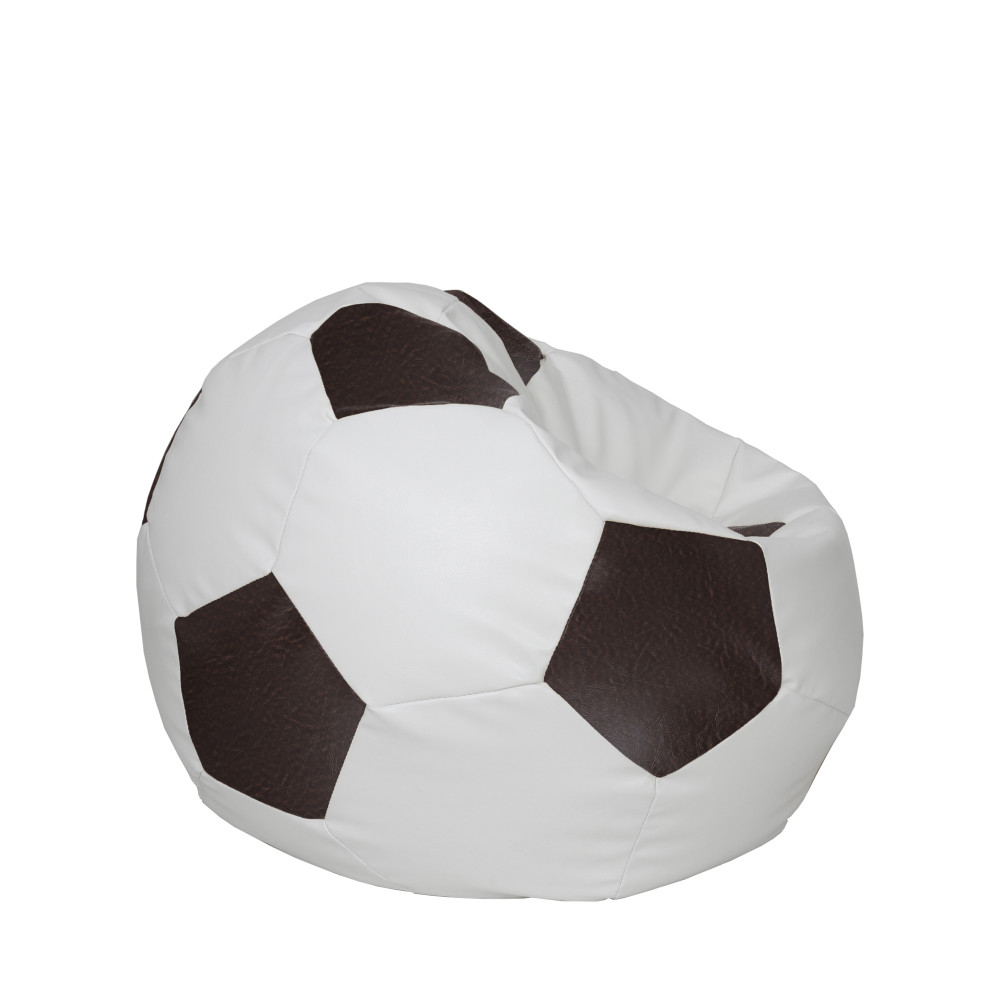 Fotoliu puf Mondo Ball - imitatie piele - alb/maro Fotoliu puf Mondo Ball - imitatie piele - alb/maro