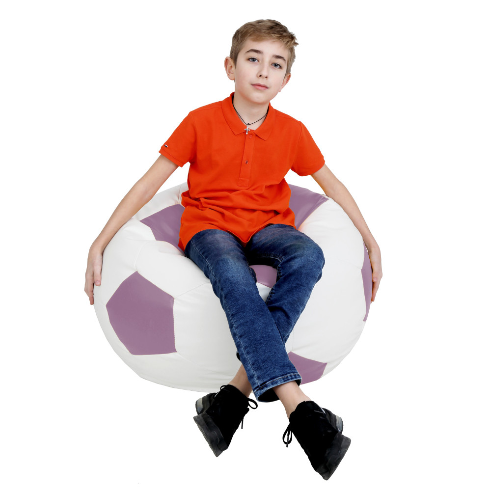 Fotoliu puf Mondo Ball - imitatie piele - alb/mov Fotoliu puf Mondo Ball - imitatie piele - alb/mov