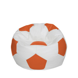 Fotoliu puf Mondo Ball - imitatie piele - alb/portocaliu Fotoliu puf Mondo Ball - imitatie piele - alb/portocaliu