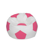 Fotoliu puf Mondo Ball - imitatie piele - alb/roz