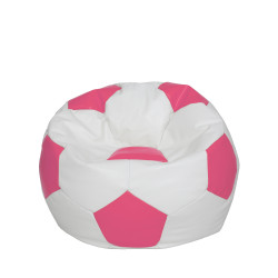 Fotoliu puf Mondo Ball - imitatie piele - alb/roz Fotoliu puf Mondo Ball - imitatie piele - alb/roz