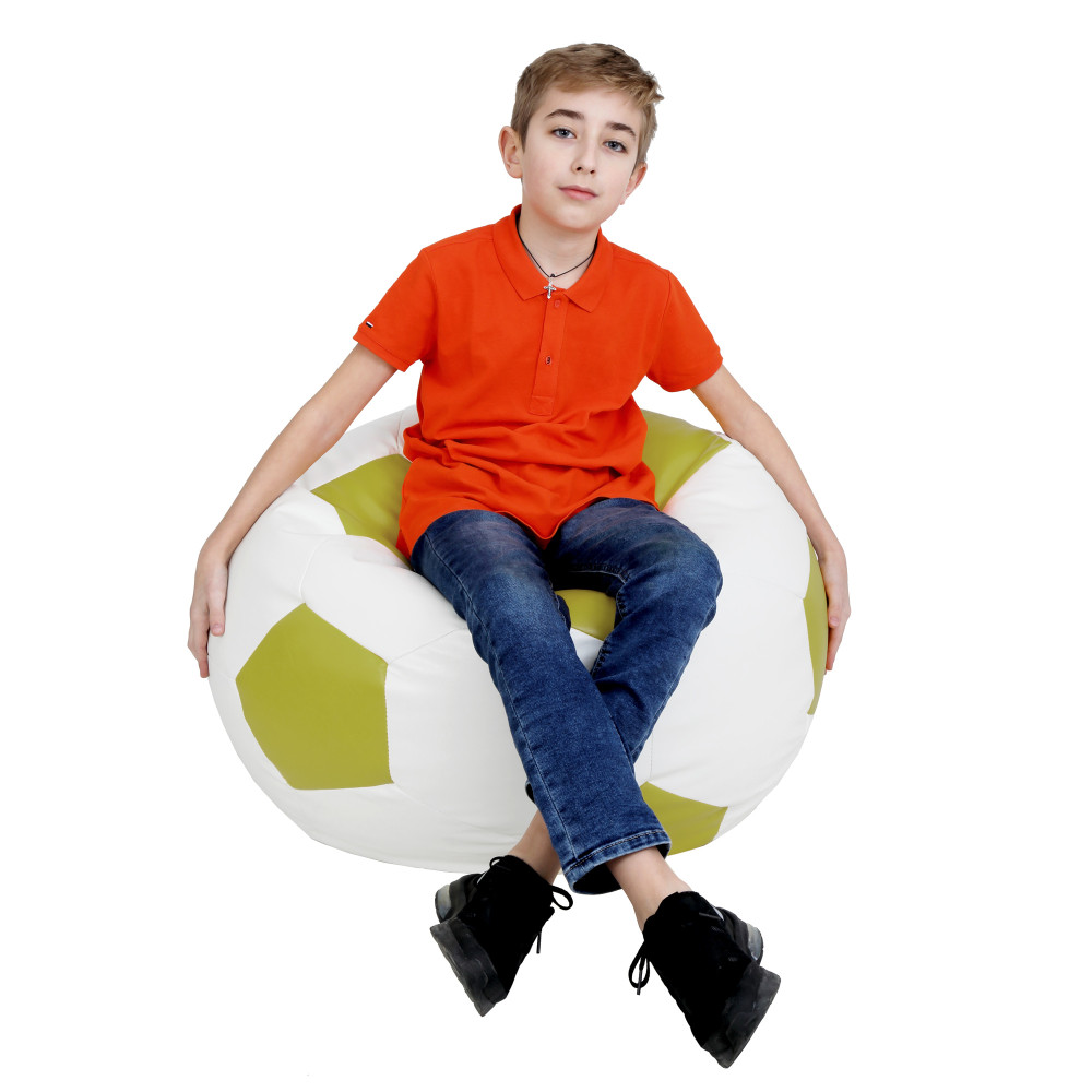 Fotoliu puf Mondo Ball - imitatie piele - alb/verde Fotoliu puf Mondo Ball - imitatie piele - alb/verde
