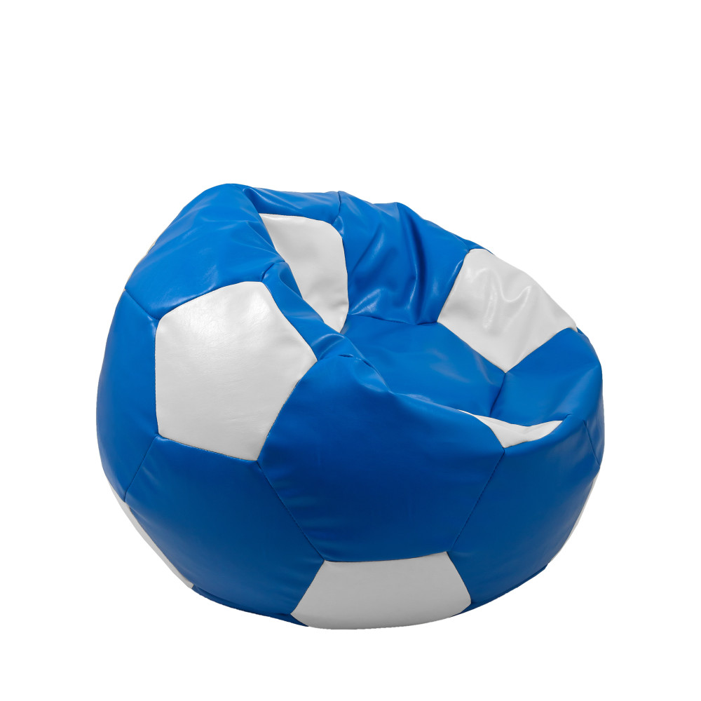 Fotoliu puf Mondo Ball - imitatie piele - albastru/alb Fotoliu puf Mondo Ball - imitatie piele - albastru/alb