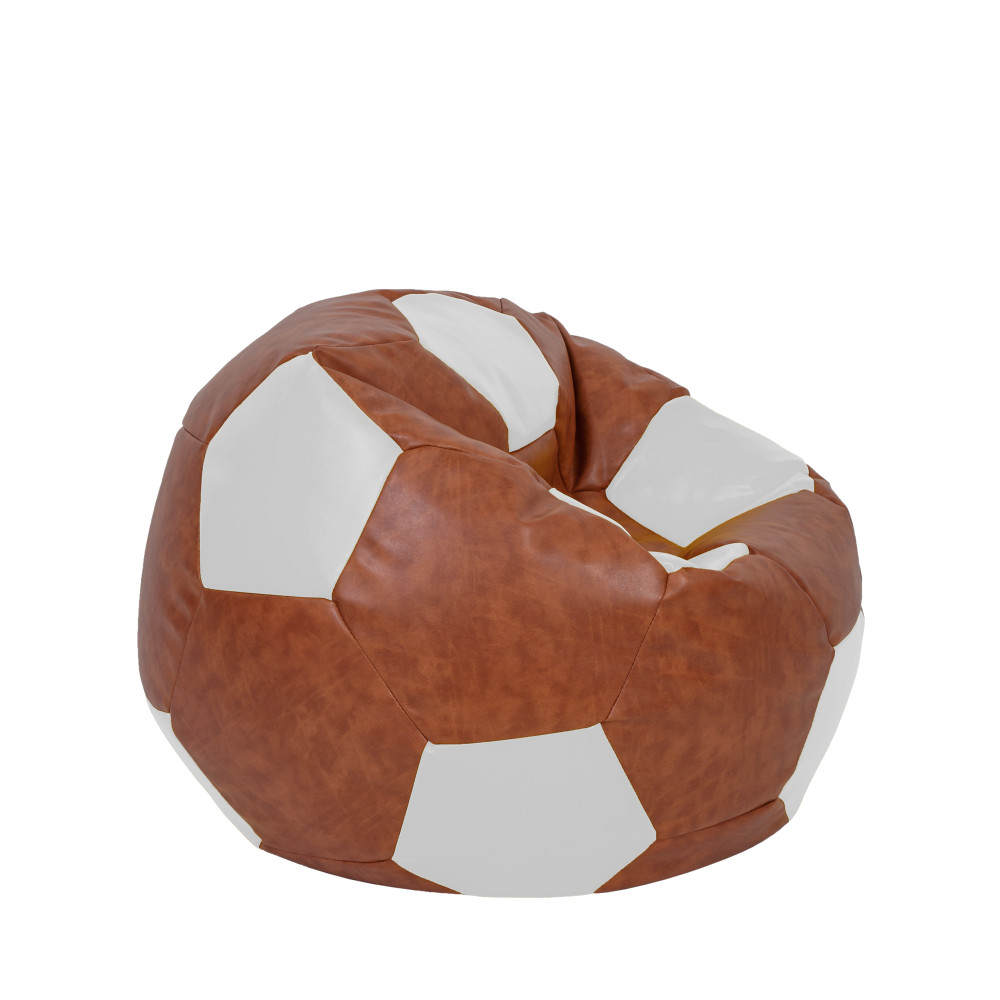 Fotoliu puf Mondo Ball - imitatie piele - coniac/alb Fotoliu puf Mondo Ball - imitatie piele - coniac/alb