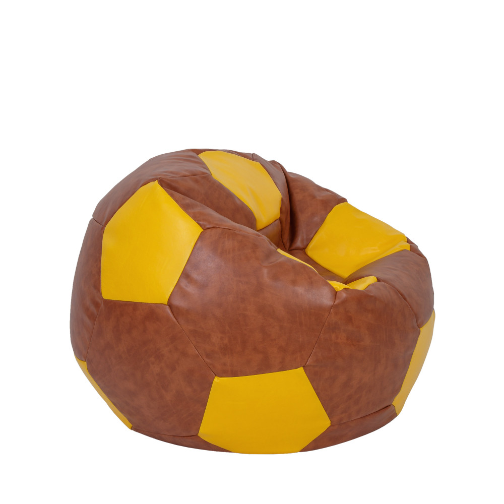 Fotoliu puf Mondo Ball - imitatie piele - coniac/galben Fotoliu puf Mondo Ball - imitatie piele - coniac/galben