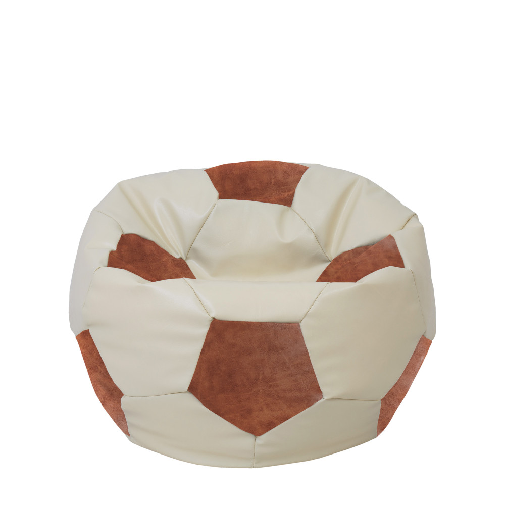 Fotoliu puf Mondo Ball - imitatie piele - crem/coniac Fotoliu puf Mondo Ball - imitatie piele - crem/coniac