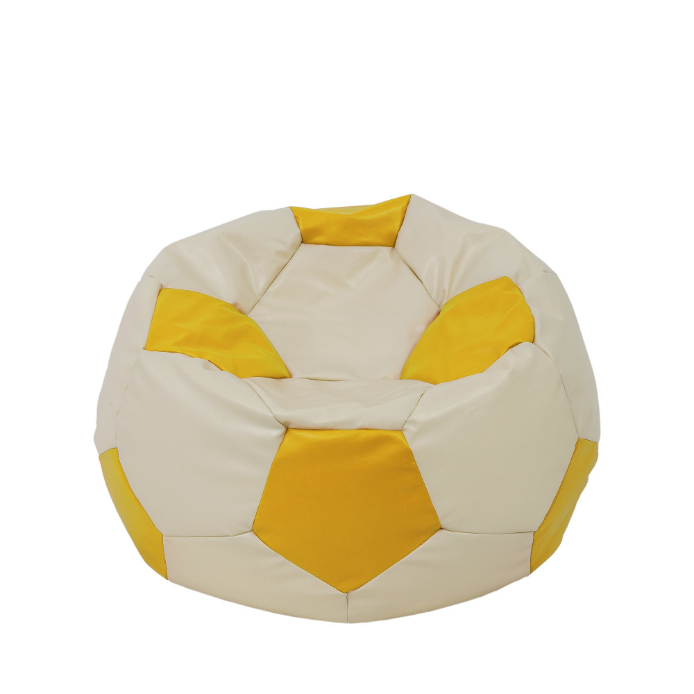 Fotoliu puf Mondo Ball - imitatie piele - crem/galben Fotoliu puf Mondo Ball - imitatie piele - crem/galben