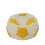 Fotoliu puf Mondo Ball - imitatie piele - crem/galben