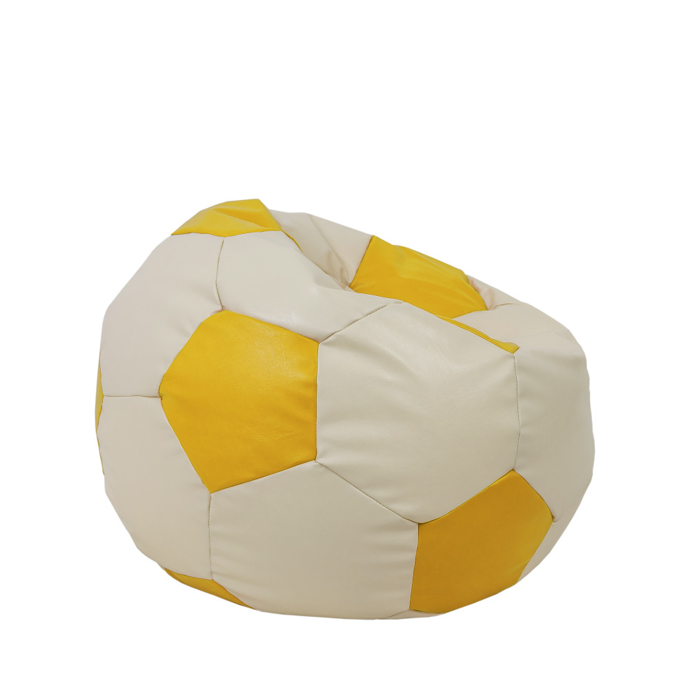 Fotoliu puf Mondo Ball - imitatie piele - crem/galben Fotoliu puf Mondo Ball - imitatie piele - crem/galben