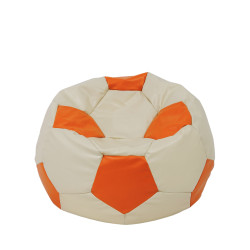 Fotoliu puf Mondo Ball - imitatie piele - crem/portocaliu Fotoliu puf Mondo Ball - imitatie piele - crem/portocaliu
