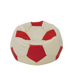 Fotoliu puf Mondo Ball - imitatie piele - crem/rosu Fotoliu puf Mondo Ball - imitatie piele - crem/rosu