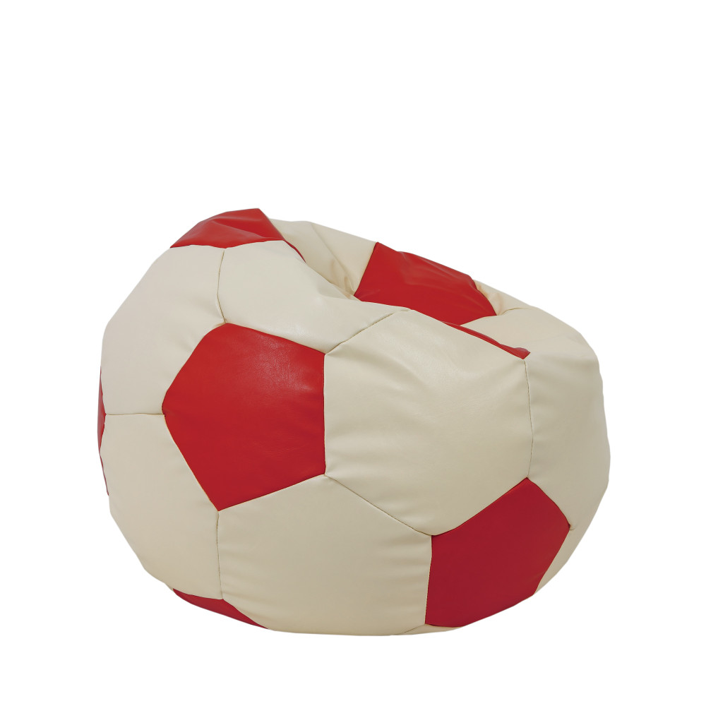 Fotoliu puf Mondo Ball - imitatie piele - crem/rosu Fotoliu puf Mondo Ball - imitatie piele - crem/rosu