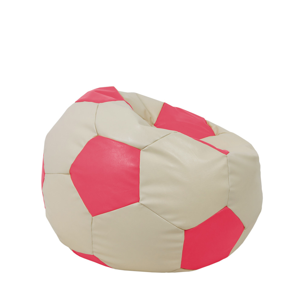 Fotoliu puf Mondo Ball - imitatie piele - crem/roz Fotoliu puf Mondo Ball - imitatie piele - crem/roz