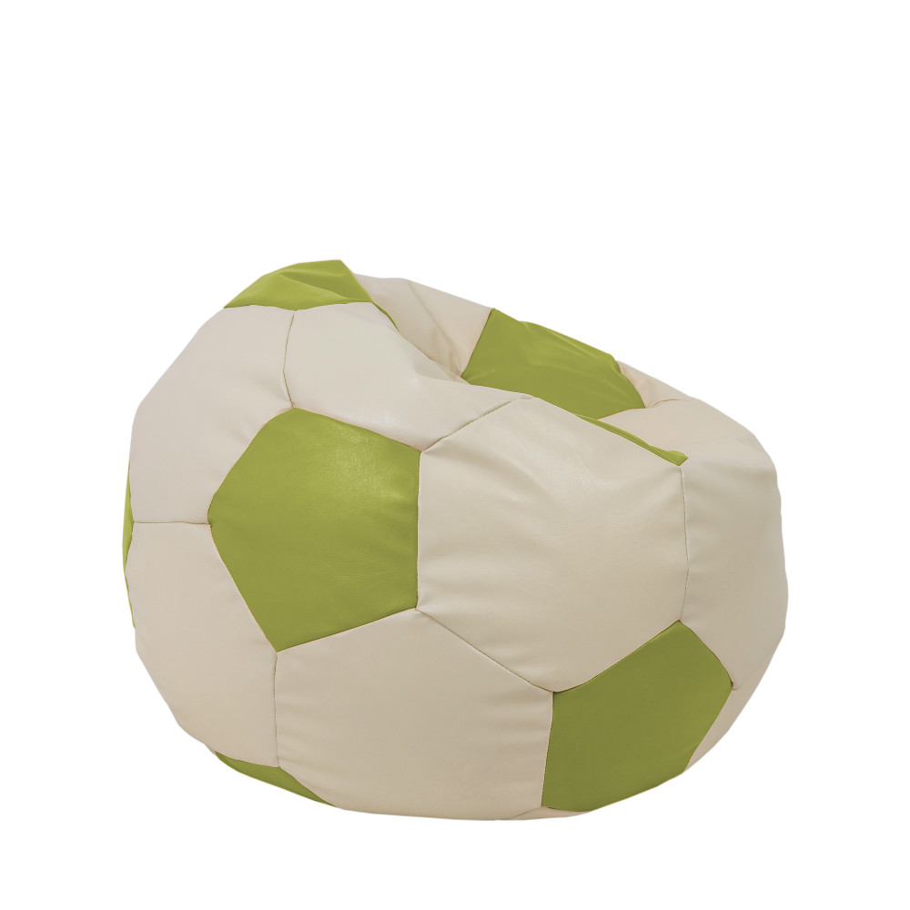 Fotoliu puf Mondo Ball - imitatie piele - crem/verde Fotoliu puf Mondo Ball - imitatie piele - crem/verde