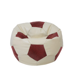 Fotoliu puf Mondo Ball - imitatie piele - crem/bordo Fotoliu puf Mondo Ball - imitatie piele - crem/bordo