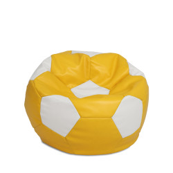 Fotoliu puf Mondo Ball - imitatie piele - galben/alb Fotoliu puf Mondo Ball - imitatie piele - galben/alb