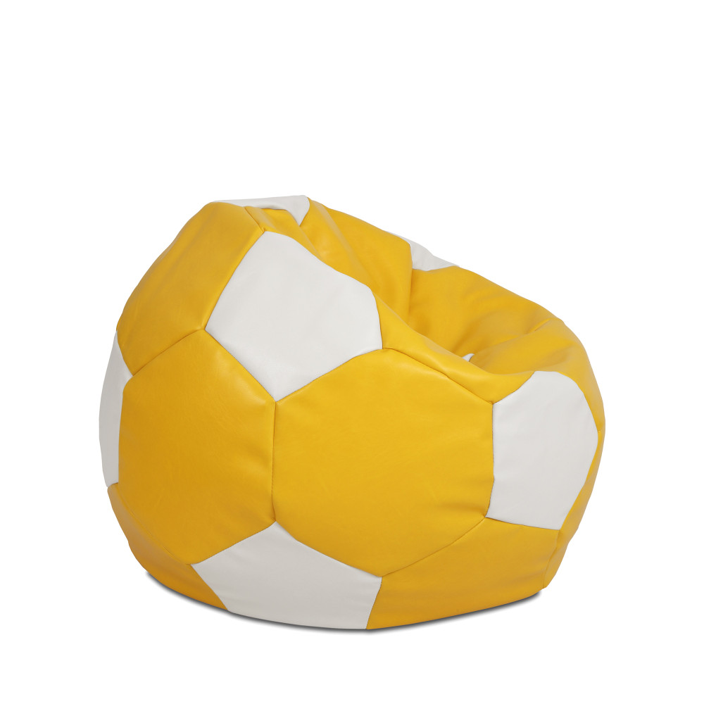 Fotoliu puf Mondo Ball - imitatie piele - galben/alb Fotoliu puf Mondo Ball - imitatie piele - galben/alb