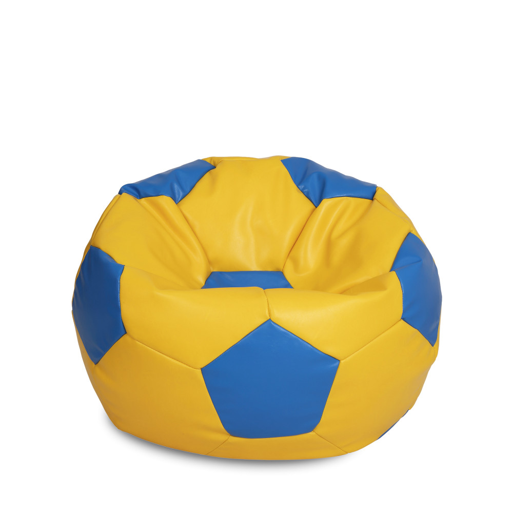 Fotoliu puf Mondo Ball - imitatie piele - galben/albastru Fotoliu puf Mondo Ball - imitatie piele - galben/albastru