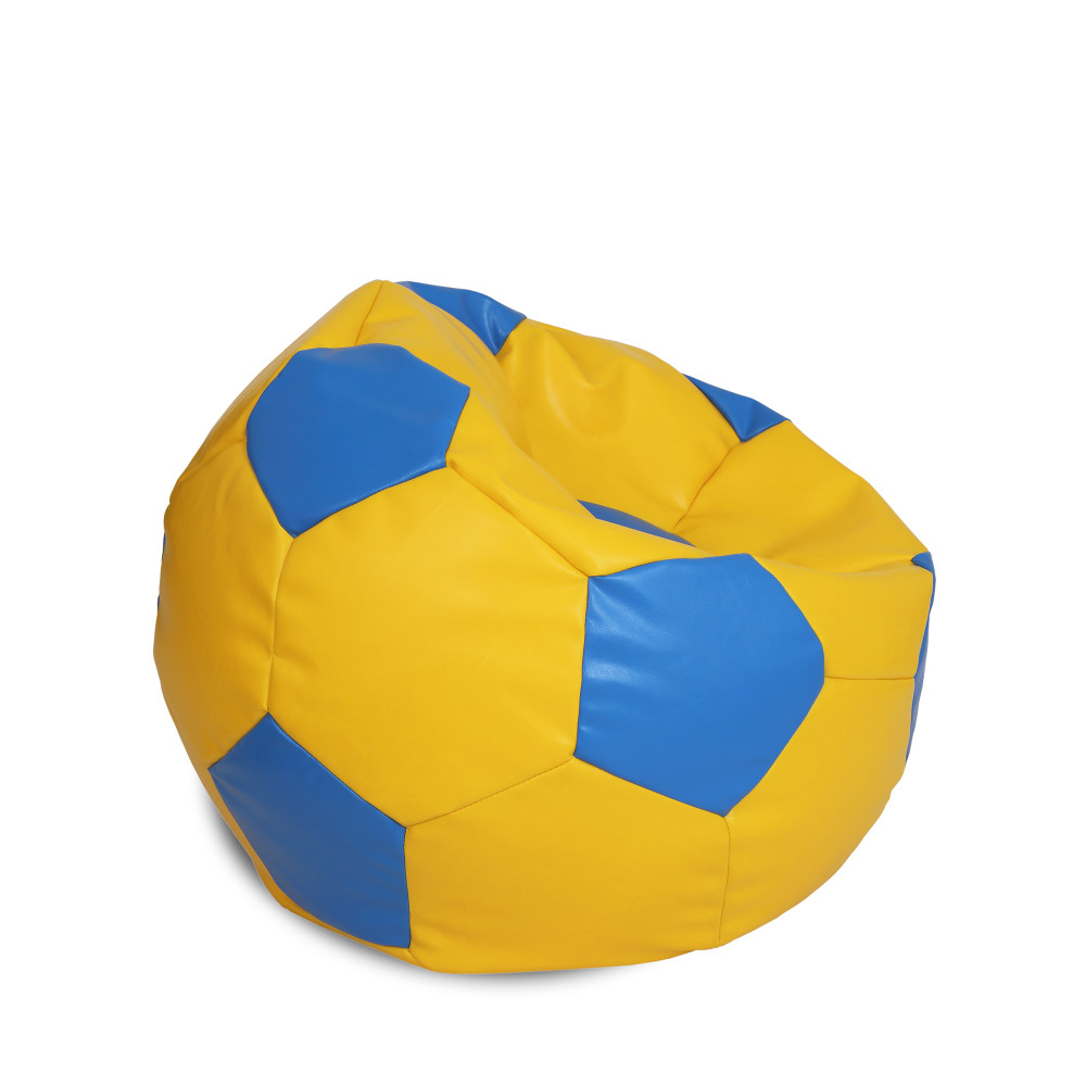 Fotoliu puf Mondo Ball - imitatie piele - galben/albastru Fotoliu puf Mondo Ball - imitatie piele - galben/albastru