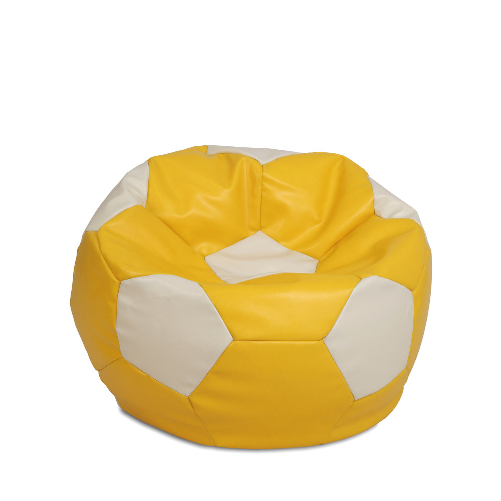 Fotoliu puf Mondo Ball - imitatie piele - galben/crem Fotoliu puf Mondo Ball - imitatie piele - galben/crem
