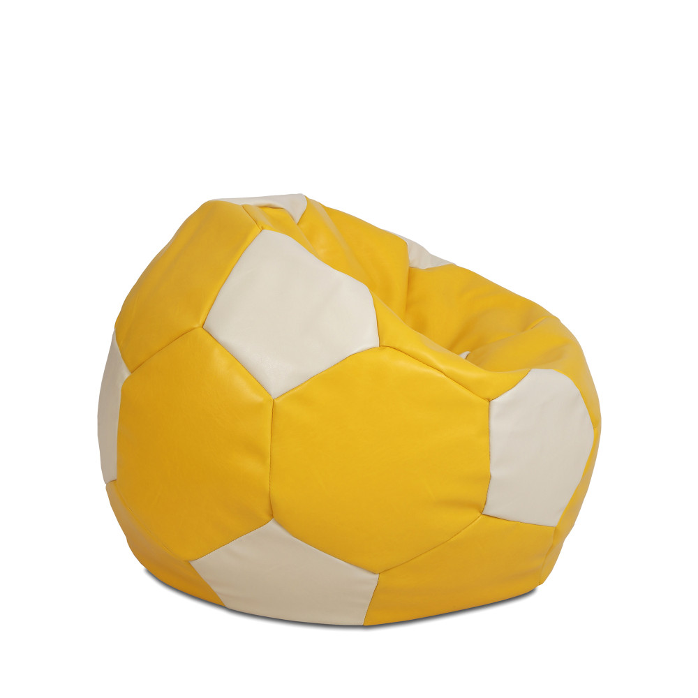 Fotoliu puf Mondo Ball - imitatie piele - galben/crem Fotoliu puf Mondo Ball - imitatie piele - galben/crem