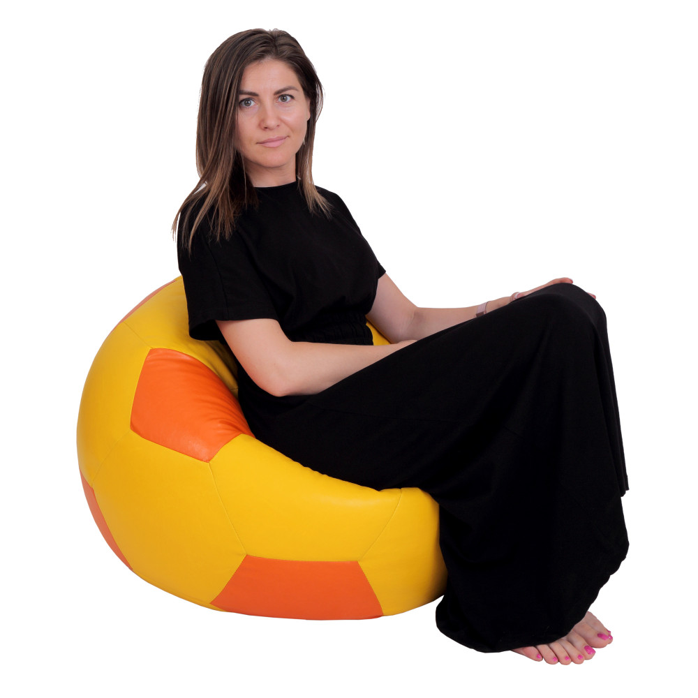 Fotoliu puf Mondo Ball - imitatie piele - galben/portocaliu Fotoliu puf Mondo Ball - imitatie piele - galben/portocaliu