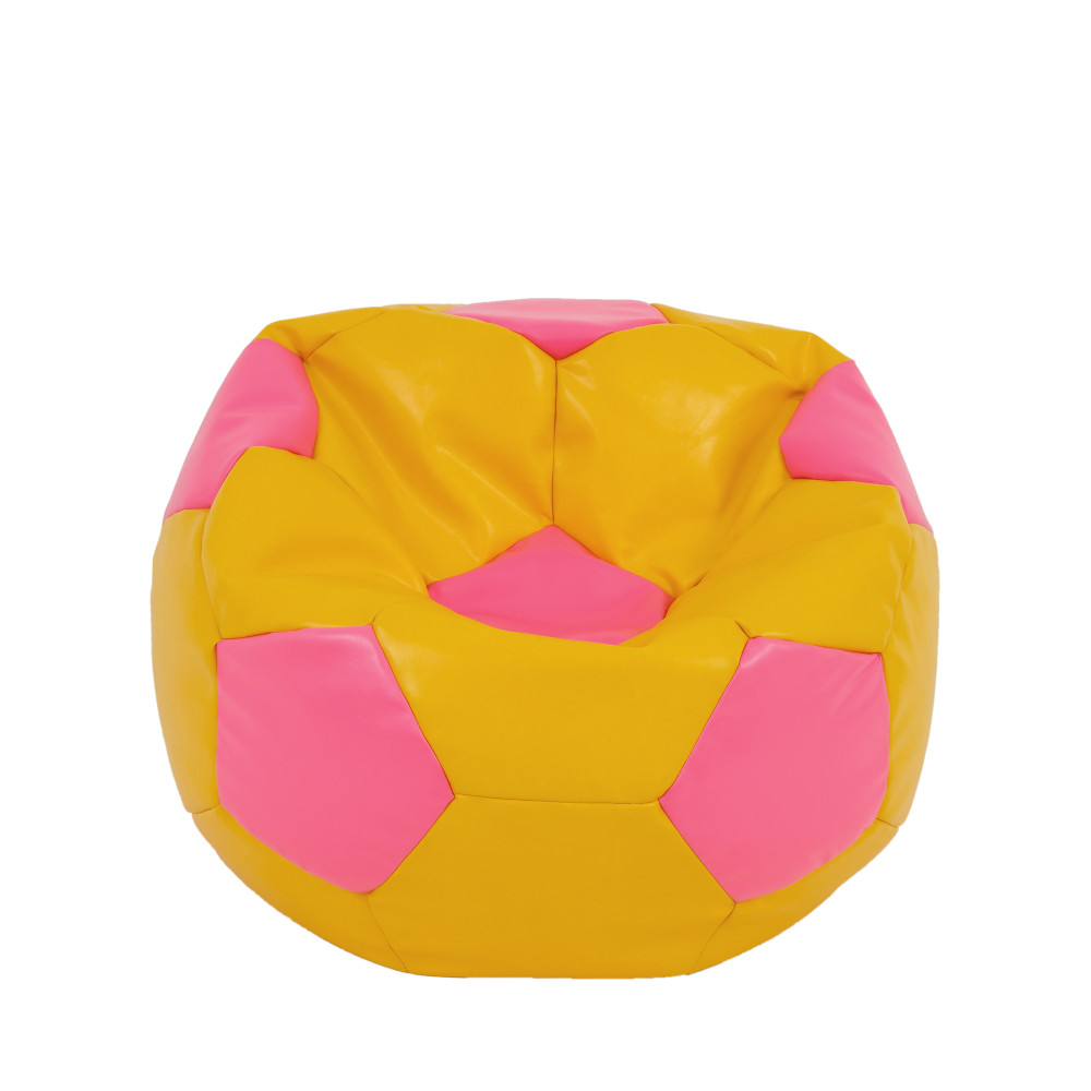 Fotoliu puf Mondo Ball - imitatie piele - galben/roz Fotoliu puf Mondo Ball - imitatie piele - galben/roz