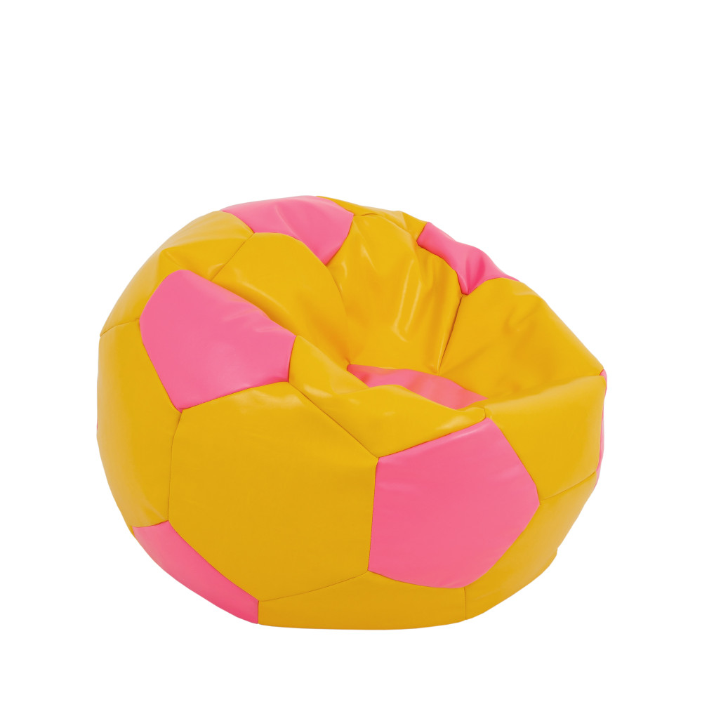 Fotoliu puf Mondo Ball - imitatie piele - galben/roz Fotoliu puf Mondo Ball - imitatie piele - galben/roz