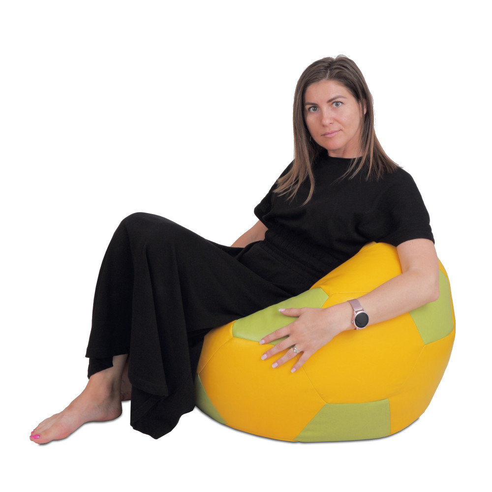 Fotoliu puf Mondo Ball - imitatie piele - galben/verde Fotoliu puf Mondo Ball - imitatie piele - galben/verde