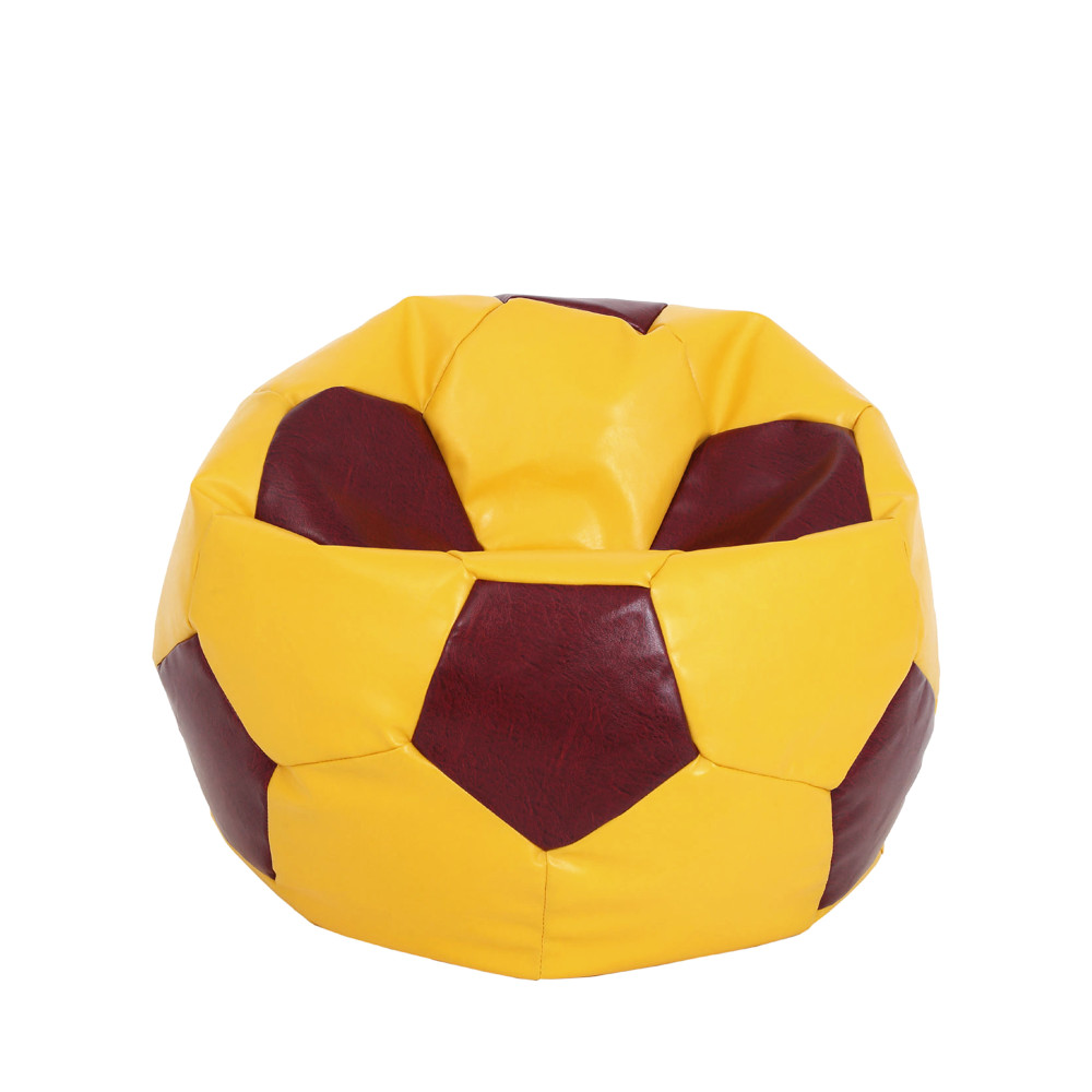 Fotoliu puf Mondo Ball - imitatie piele - galben/bordo Fotoliu puf Mondo Ball - imitatie piele - galben/bordo