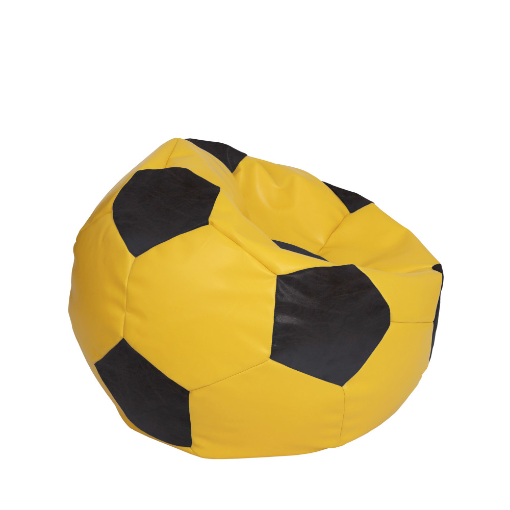 Fotoliu puf Mondo Ball - imitatie piele - galben/wenge Fotoliu puf Mondo Ball - imitatie piele - galben/wenge