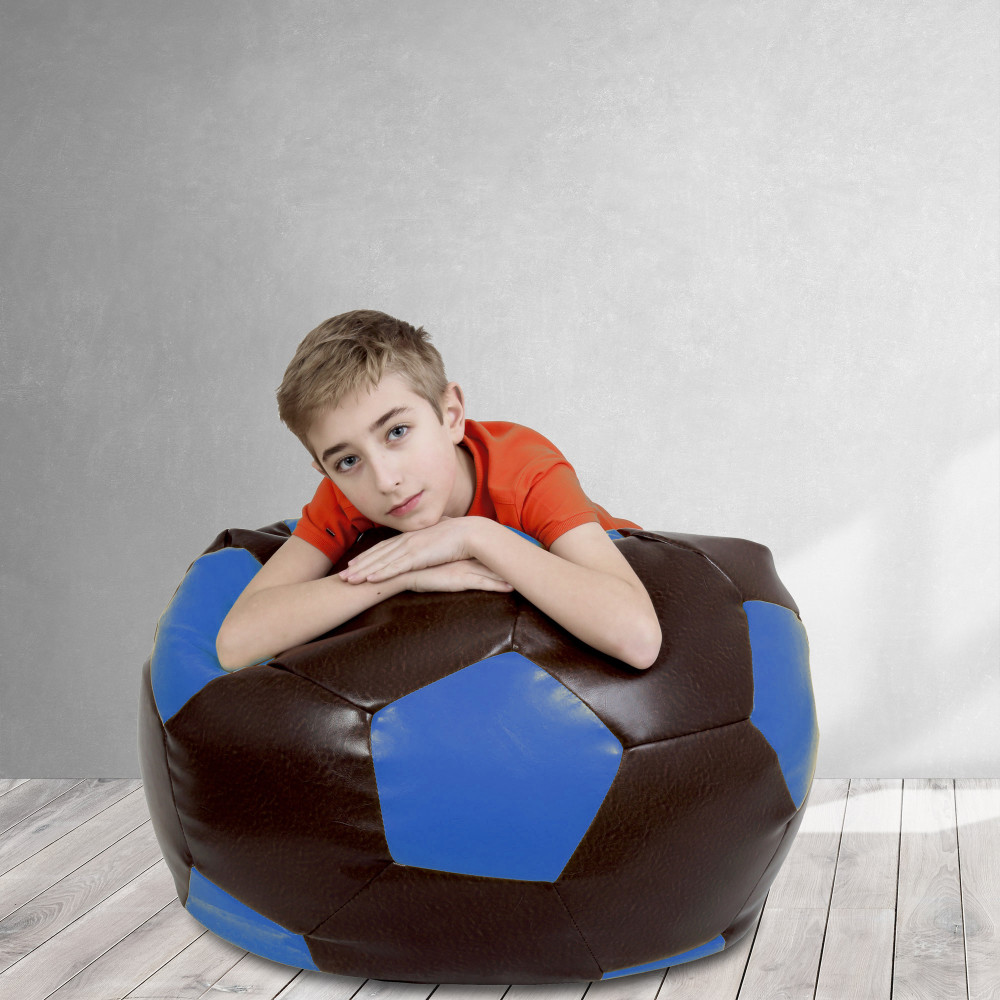 Fotoliu puf Mondo Ball - imitatie piele - maro/albastru Fotoliu puf Mondo Ball - imitatie piele - maro/albastru