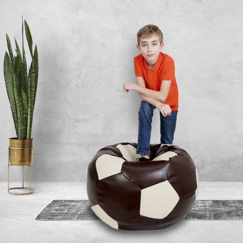 Fotoliu puf Mondo Ball - imitatie piele - maro/crem Fotoliu puf Mondo Ball - imitatie piele - maro/crem
