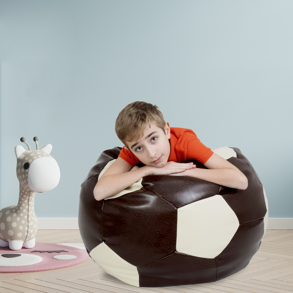 Fotoliu puf Mondo Ball - imitatie piele - maro/crem Fotoliu puf Mondo Ball - imitatie piele - maro/crem