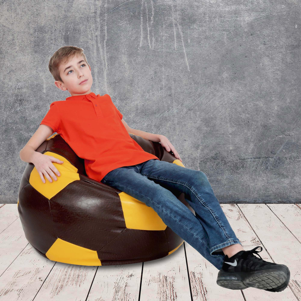 Fotoliu puf Mondo Ball - imitatie piele - maro/galben Fotoliu puf Mondo Ball - imitatie piele - maro/galben