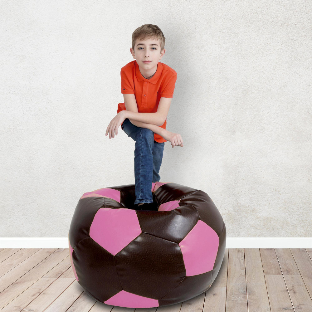 Fotoliu puf Mondo Ball - imitatie piele - maro/roz Fotoliu puf Mondo Ball - imitatie piele - maro/roz