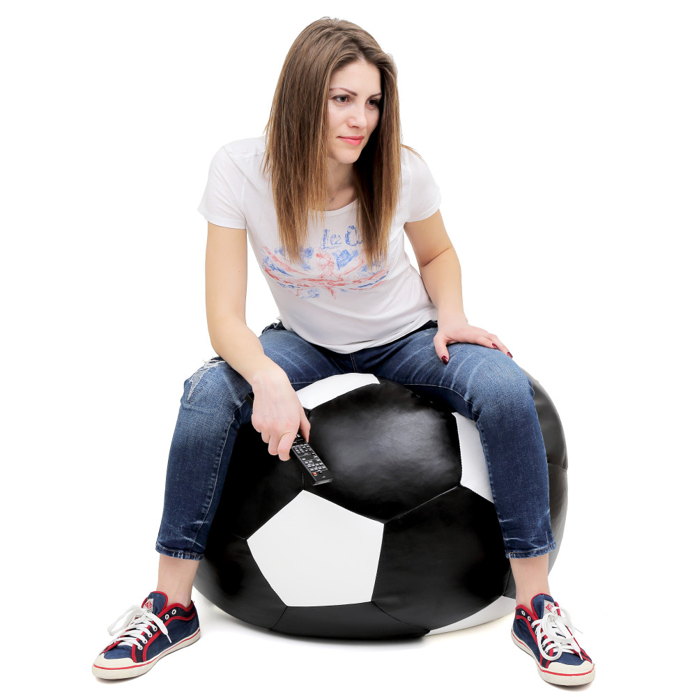 Fotoliu puf Mondo Ball - imitatie piele - negru/alb Fotoliu puf Mondo Ball - imitatie piele - negru/alb