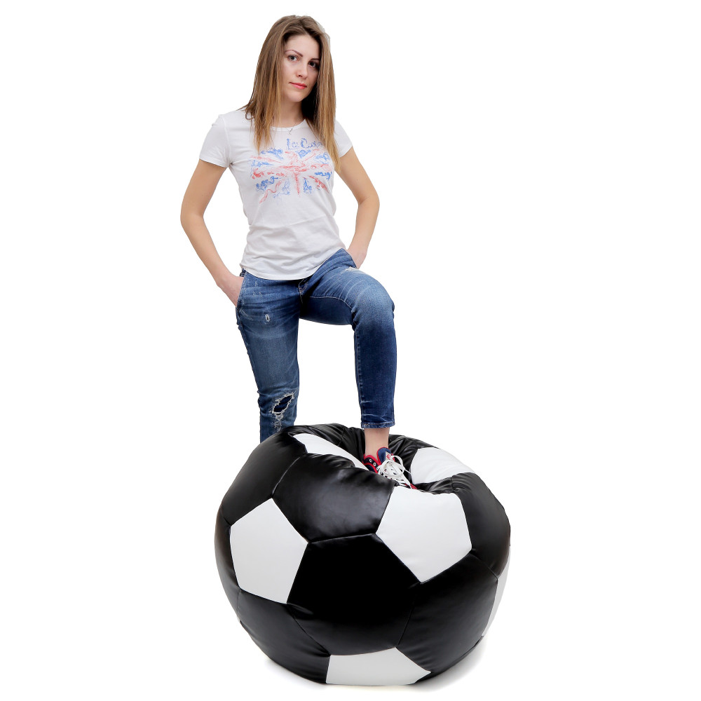 Fotoliu puf Mondo Ball - imitatie piele - negru/alb Fotoliu puf Mondo Ball - imitatie piele - negru/alb
