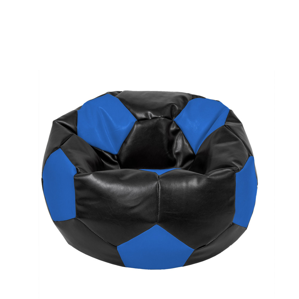 Fotoliu puf Mondo Ball - imitatie piele - negru/albastru Fotoliu puf Mondo Ball - imitatie piele - negru/albastru