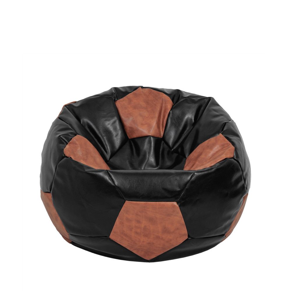 Fotoliu puf Mondo Ball - imitatie piele - negru/coniac Fotoliu puf Mondo Ball - imitatie piele - negru/coniac