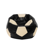 Fotoliu puf Mondo Ball - imitatie piele - negru/crem