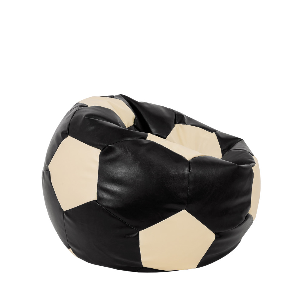 Fotoliu puf Mondo Ball - imitatie piele - negru/crem Fotoliu puf Mondo Ball - imitatie piele - negru/crem