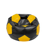 Fotoliu puf Mondo Ball - imitatie piele - negru/galben