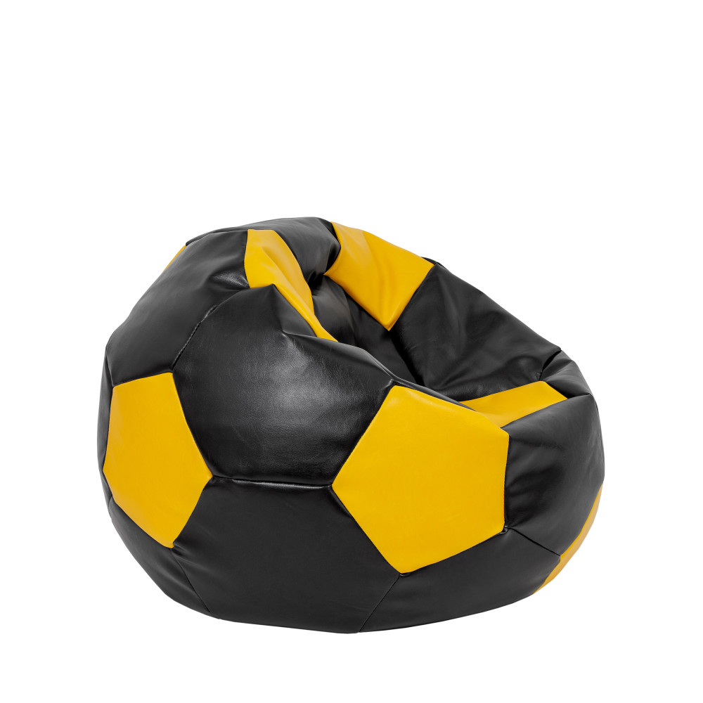 Fotoliu puf Mondo Ball - imitatie piele - negru/galben Fotoliu puf Mondo Ball - imitatie piele - negru/galben