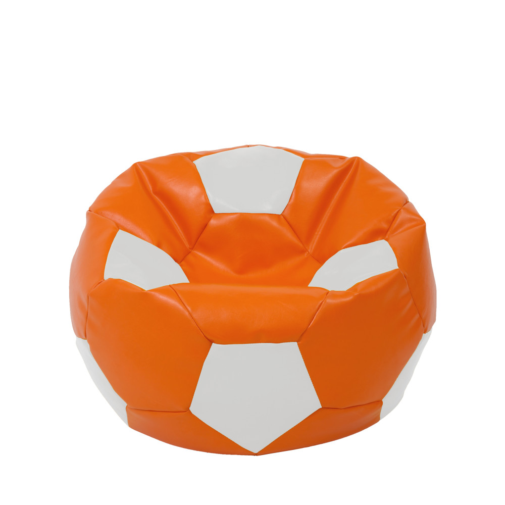 Fotoliu puf Mondo Ball - imitatie piele - portocaliu/alb Fotoliu puf Mondo Ball - imitatie piele - portocaliu/alb