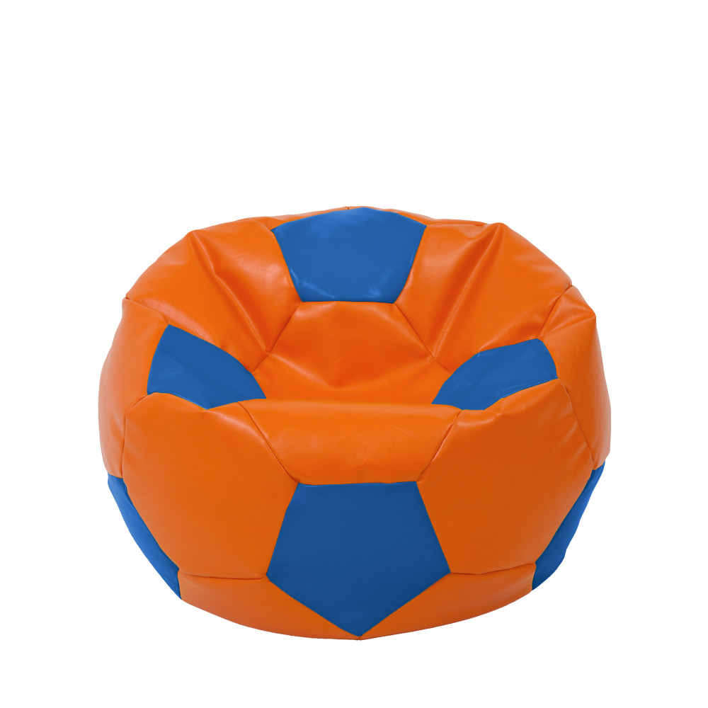 Fotoliu puf Mondo Ball - imitatie piele - portocaliu/albastru Fotoliu puf Mondo Ball - imitatie piele - portocaliu/albastru