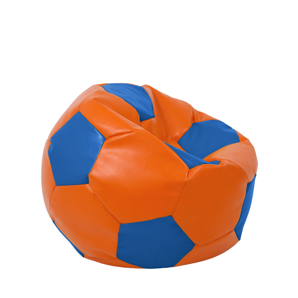Fotoliu puf Mondo Ball - imitatie piele - portocaliu/albastru Fotoliu puf Mondo Ball - imitatie piele - portocaliu/albastru