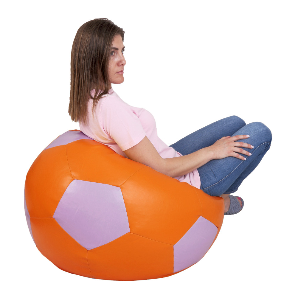 Fotoliu puf Mondo Ball - imitatie piele - portocaliu/mov Fotoliu puf Mondo Ball - imitatie piele - portocaliu/mov